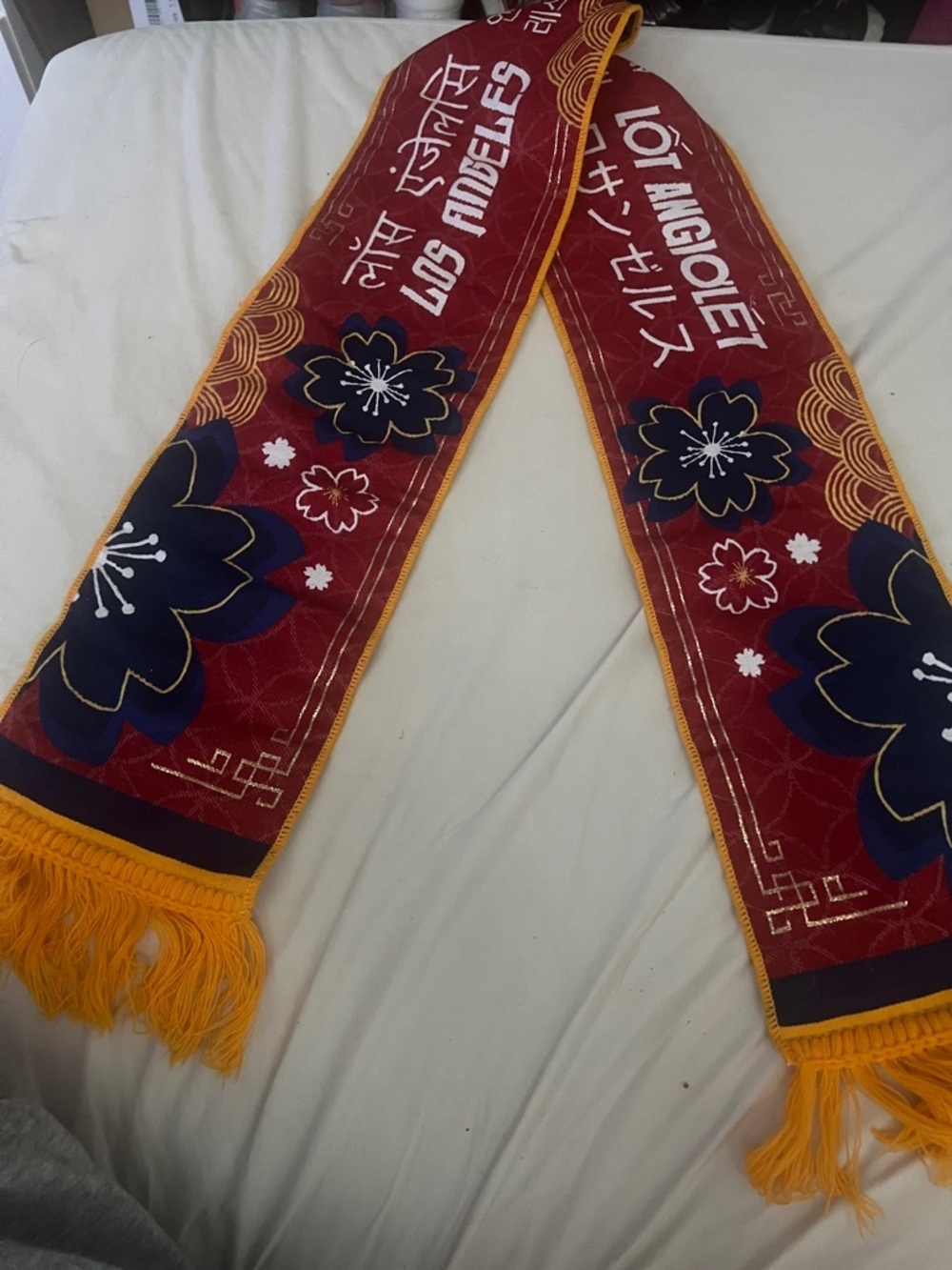 Red Floral Fringe LA Galaxy scarf